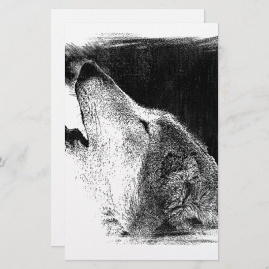 Black & White Grey Wolf Sketch Artwork (Front/Back)