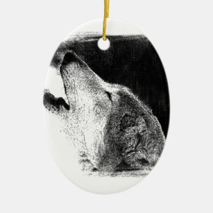 Black And White Wolf Custom Shape Ornament 