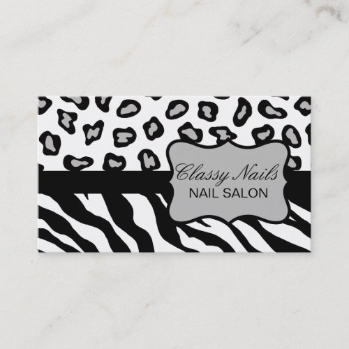 Black White  Grey Zebra  Cheetah Custom Business Card