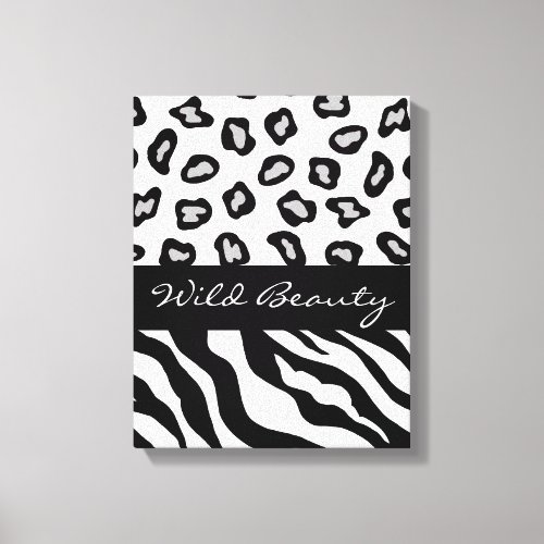 Black White  Grey Zebra  Cheetah Wild Beauty Canvas Print