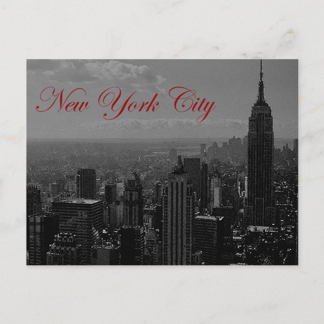 Black White Greyscale New York City Postcard (Front)