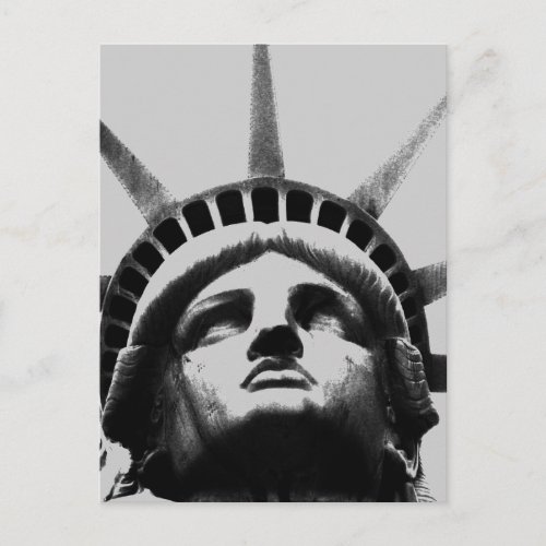 Black  White Greyscale Statue of Liberty Postcard