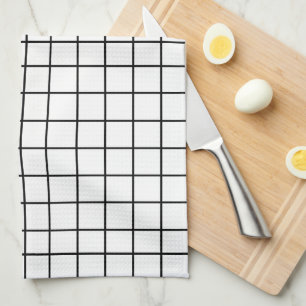Black white Grid Pattern Kitchen Towel