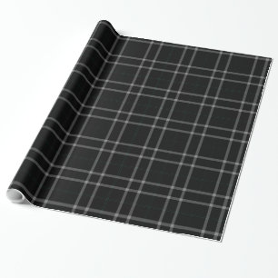 Black White Grid Tartan Plaid Wrapping Paper