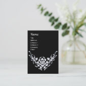 BLACK WHITE GRIFFINS FLORAL MONOGRAM Pearl Business Card (Standing Front)