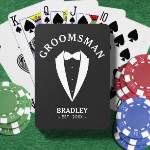 Black & White Groomsman Wedding Bachelor Party Poker Cards