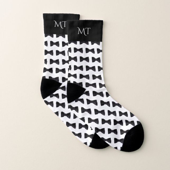 Black & White Groomsmen Wedding Monogram Socks (Pair)