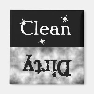 Black White Grunge Clean Dirty Dishwasher Magnet