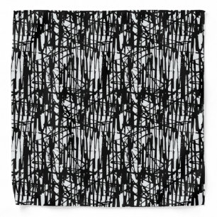 Black White Grunge Pattern Adult Bandana