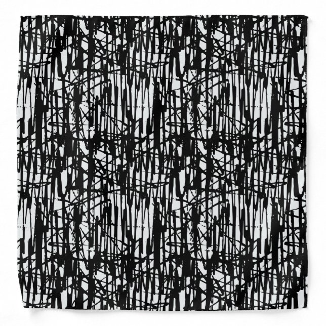 Black White Grunge Pattern Adult Bandana (Front)