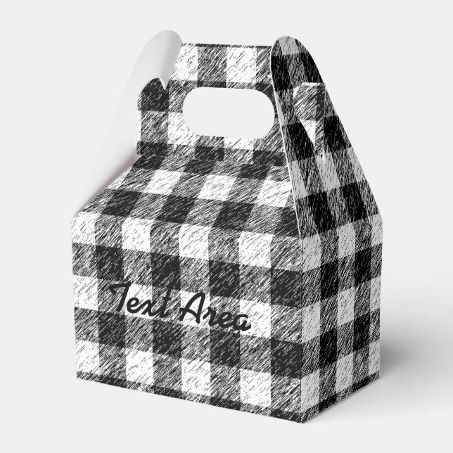Black & White Grunge Plaid Checker Party Favor Box (Front Side)