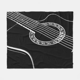 Black & White Guitar Fleece Blanket