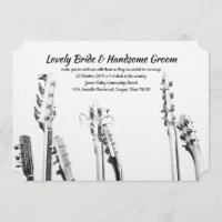 Black White Guitars Music Lover Wedding Invitation