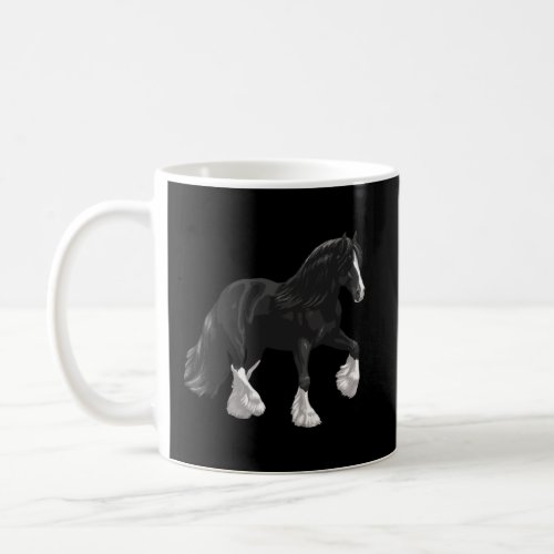 Black White Gypsy Vanner Irish Cob Draft Horse Tro Coffee Mug
