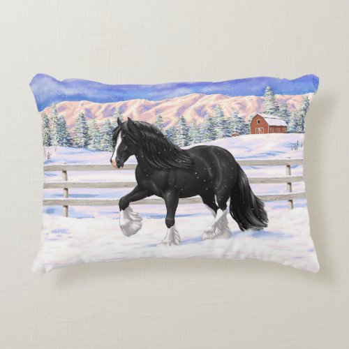 Black  White Gypsy Vanner Tinker Draft Horse Accent Pillow