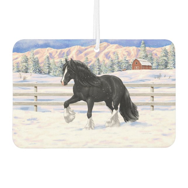 Black & White Gypsy Vanner Tinker Draft Horse Air Freshener (Front)
