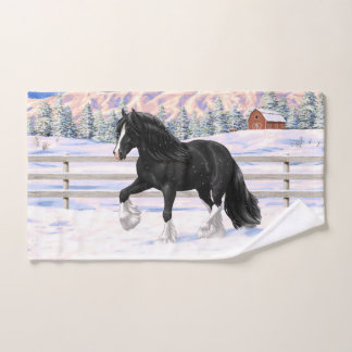 Black & White Gypsy Vanner Tinker Draft Horse Bath Towel Set