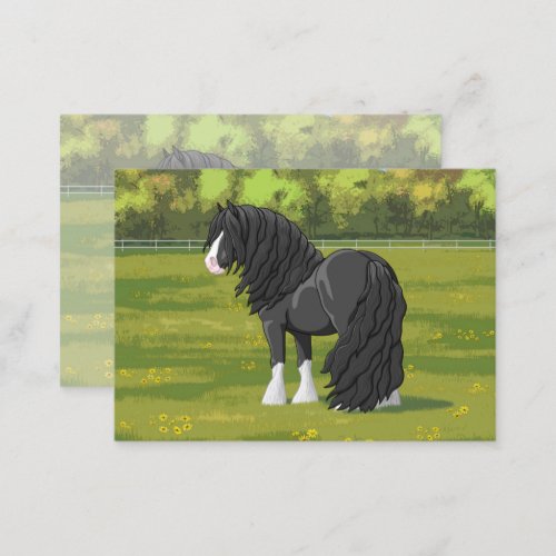 Black  White Gypsy Vanner Tinker Draft Horse Business Card
