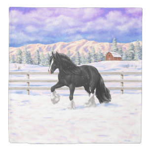 Black & White Gypsy Vanner Tinker Draft Horse Duvet Cover
