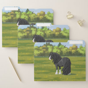Black & White Gypsy Vanner Tinker Draft Horse File Folder