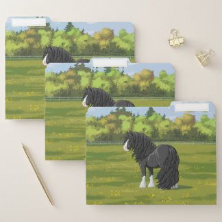 Black & White Gypsy Vanner Tinker Draft Horse File Folder
