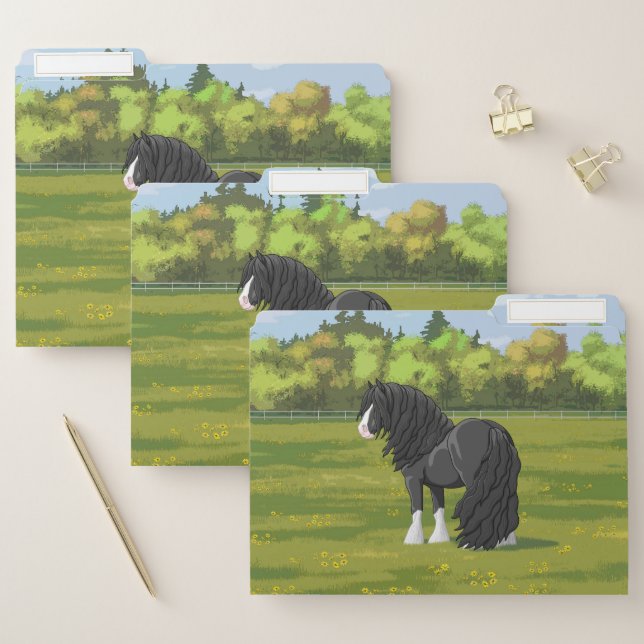 Black & White Gypsy Vanner Tinker Draft Horse File Folder (Set)