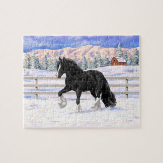 Black & White Gypsy Vanner Tinker Draft Horse Jigsaw Puzzle
