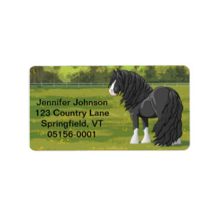 Black & White Gypsy Vanner Tinker Draft Horse Label