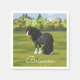 Black & White Gypsy Vanner Tinker Draft Horse Napkins