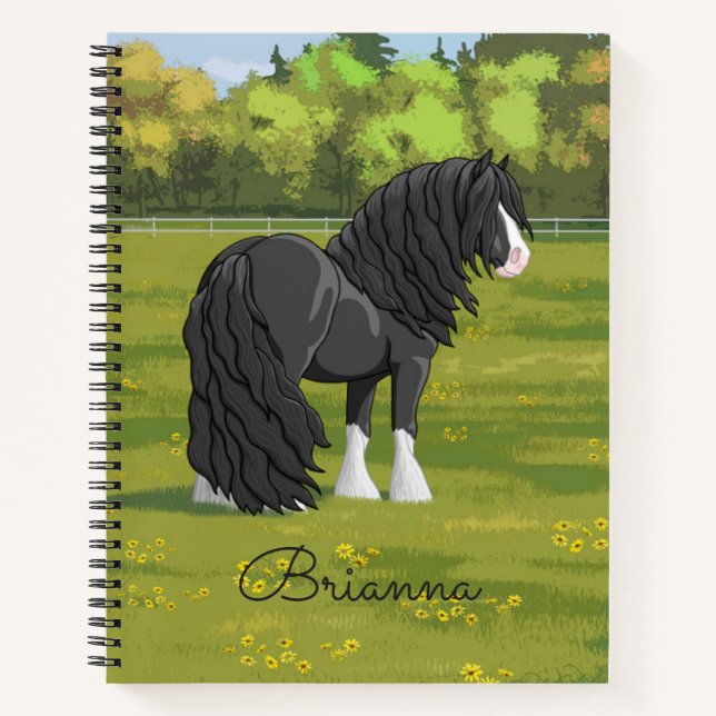 Black & White Gypsy Vanner Tinker Draft Horse Notebook (Front)