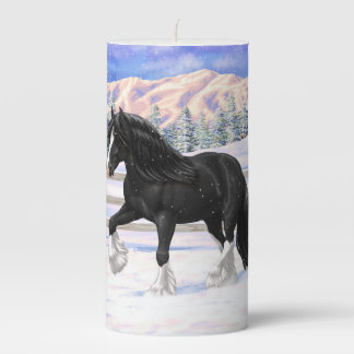 Black & White Gypsy Vanner Tinker Draft Horse Pillar Candle
