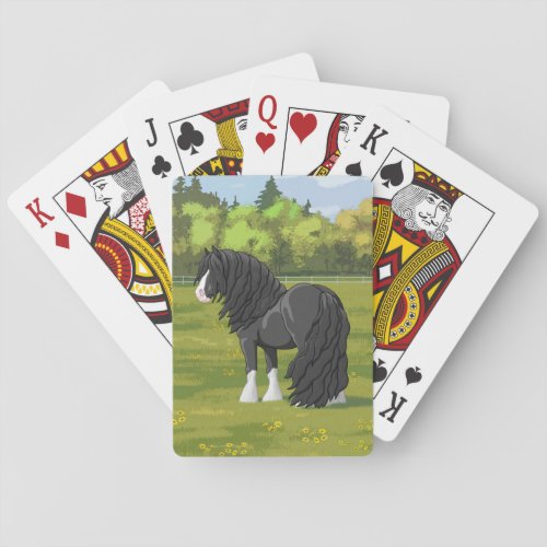 Black  White Gypsy Vanner Tinker Draft Horse Playing Cards