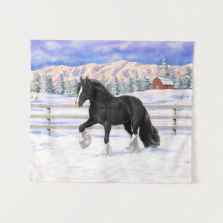 Black & White Gypsy Vanner Tinker Draft Horse Tapestry