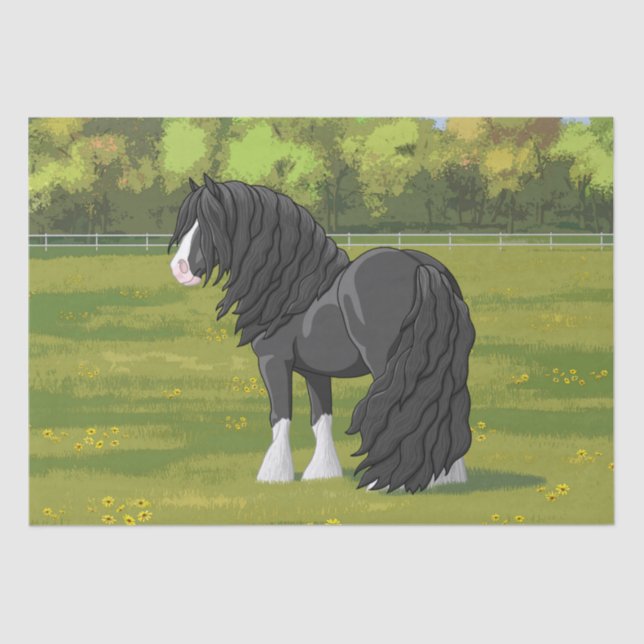 Black & White Gypsy Vanner Tinker Draft Horse Tissue Paper (Front)