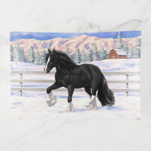 Black & White Gypsy Vanner Tinker Draft Horse Trinket Tray