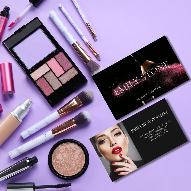  black & white hair makeup Business Card (Creator Uploaded)