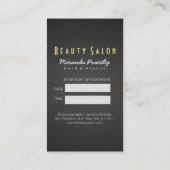 Black White Hair Pattern Gold Scissors Hairstylist Appointment Card (Back)