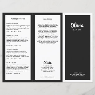 Black White Hair Salon Tri-Fold Brochure