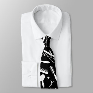 Black & White Hair Stylist Neck Tie