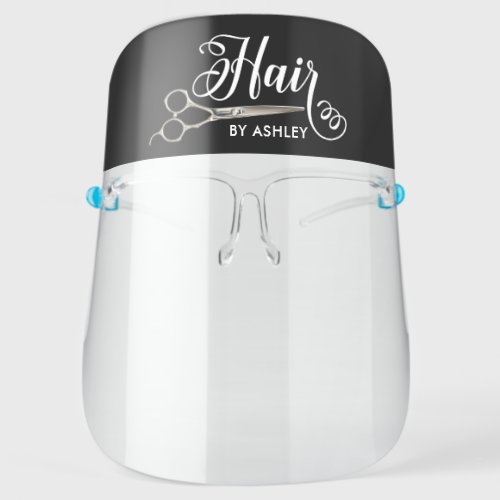 Black  White Hairstylist Salon Name Face Shield