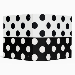 Black White Half Color Split Inverse Polka Dots 3 Ring Binder