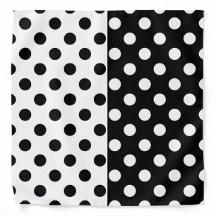 Black White Half Color Split Inverse Polka Dots Bandana