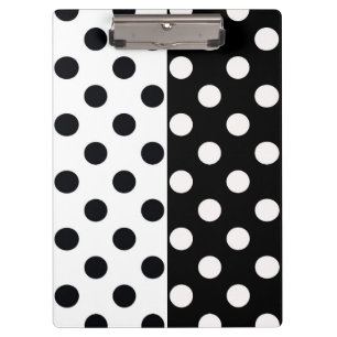 Black White Half Color Split Inverse Polka Dots Clipboard