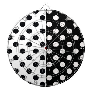 Black White Half Color Split Inverse Polka Dots Dart Board