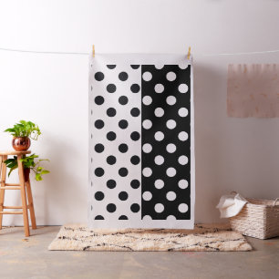Black White Half Color Split Inverse Polka Dots Fabric