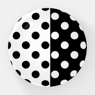 Black White Half Color Split Inverse Polka Dots Paperweight