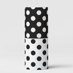 Black White Half Color Split Inverse Polka Dots Pillar Candle