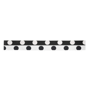 Black White Half Color Split Inverse Polka Dots Satin Ribbon