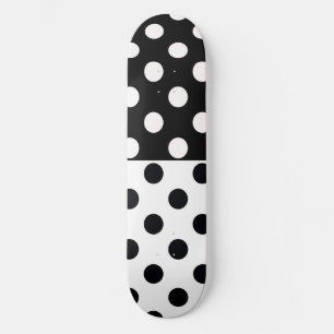 Black White Half Color Split Inverse Polka Dots Skateboard