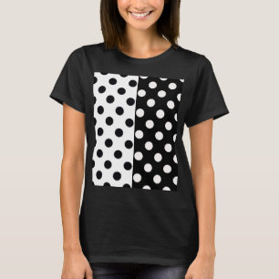 Black White Half Color Split Inverse Polka Dots T-Shirt